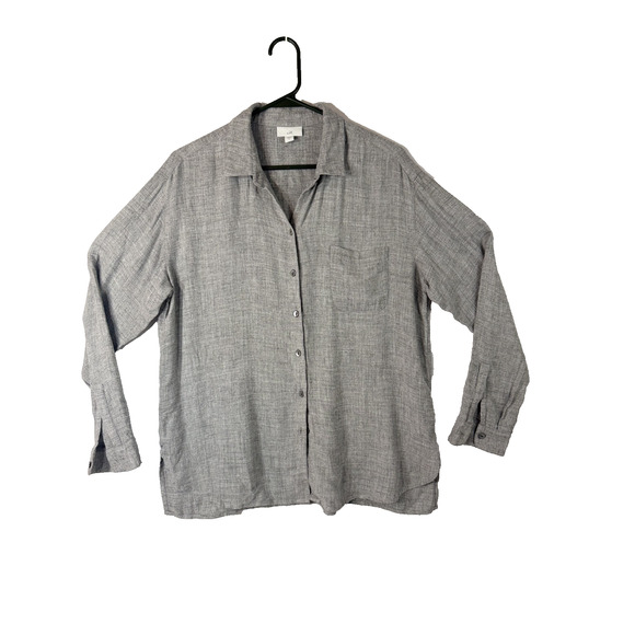 J. Jill Tops - J.Jill Gray Button Front Blouse Women S Relaxed Fit 3/4 Sleeve Casual Top